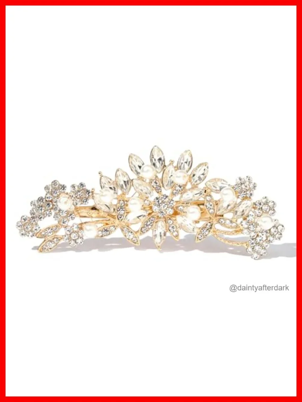 Crystal Rhinestone Pearl Hair Comb Gold Wedding Hair Pin Accessory